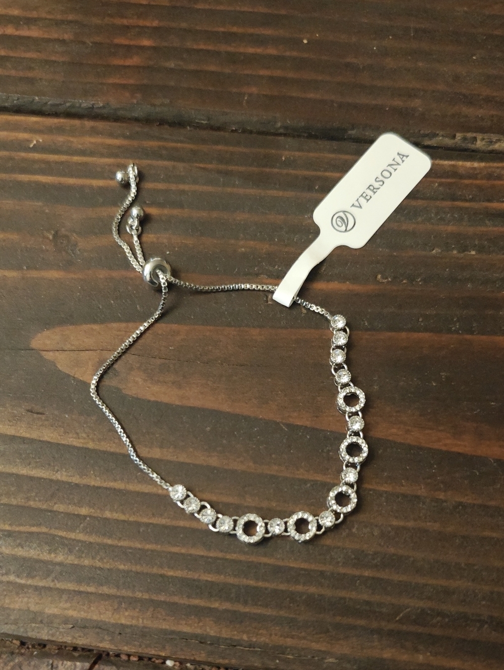Versona Silver-Tone Crystal Link Slider Bracelet D02 6727
